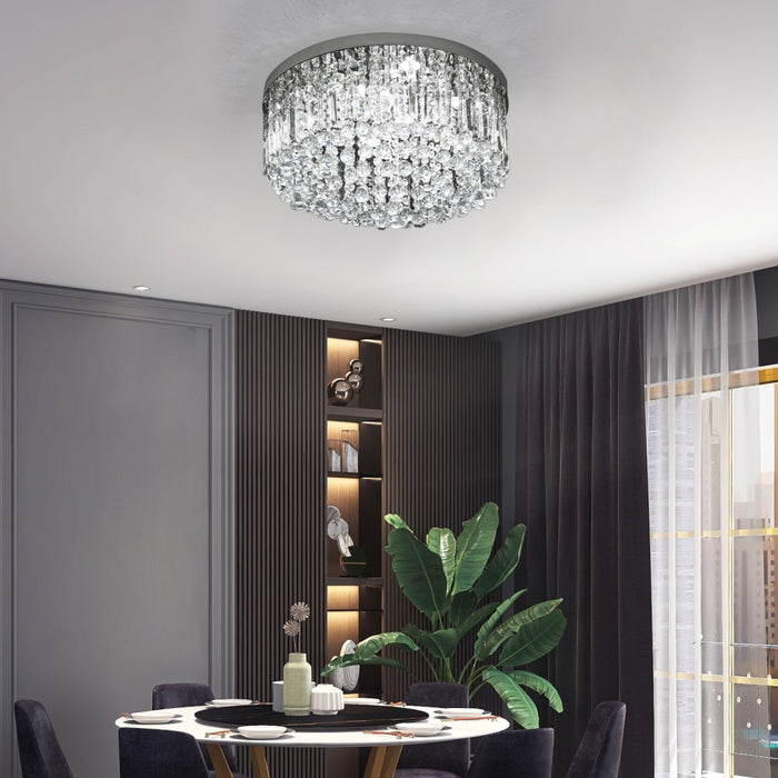 Lucienne 45W Tri-Colour Crystal Flush Mount Ceiling Chandelier – 50cm