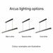 Arcus light showing illustrative warm, neutral and cool white settings.
