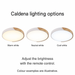 Caldena light showing illustrative warm, neutral and cool white settings.