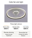 Calix ceiling fan and light with 3000 K, 4000 K and 6000 K light options, remote dimming and reversible fan operation.