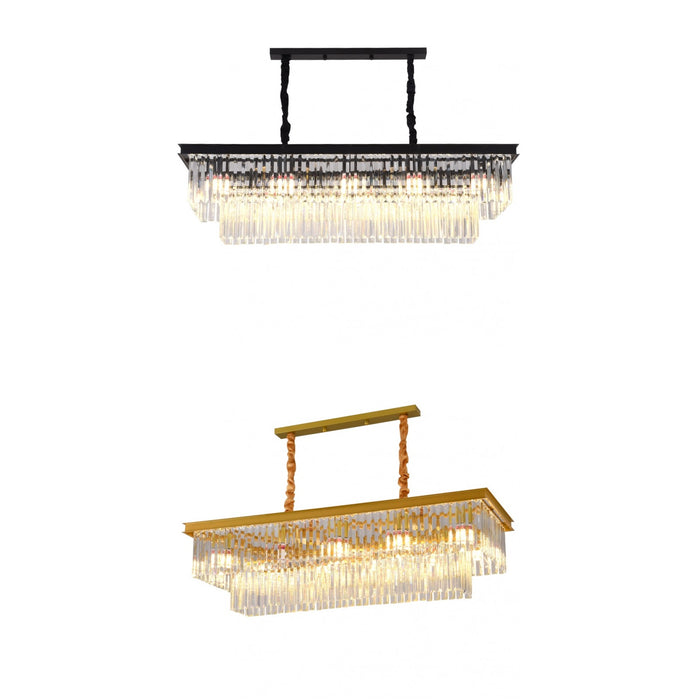 Modern Crystal Chandelier 3CCT 10 Light Ceiling Pendant Hanging Light Black Gold