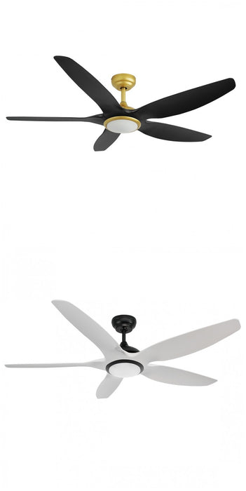 Aero 60'' DC Ceiling Fan with 3CCT LED Light & Remote Timer Black/White