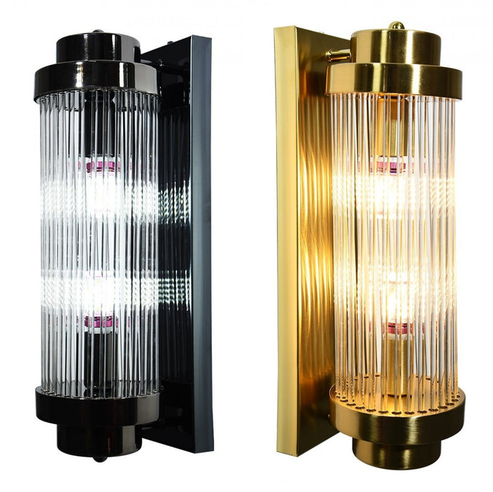 Eira Luxe Ribbed Glass Indoor Wall Light – Gold / Black