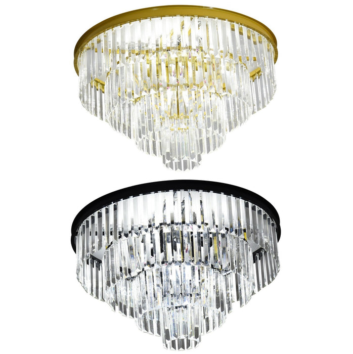Brionne Crystal Tiered Flush Mount Chandelier 60/80cm Gold/Black