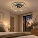 Room illustration of the Windora Nyla black ceiling fan installed in a bedroom