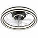 Windora Nyla 48cm black ceiling fan with clear blades and circular LED light on a white background