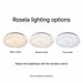 Rosela light showing illustrative warm, neutral and cool white settings.