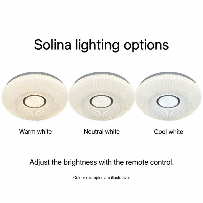 Solina warm white, neutral white and cool white lighting examples with remote brightness control