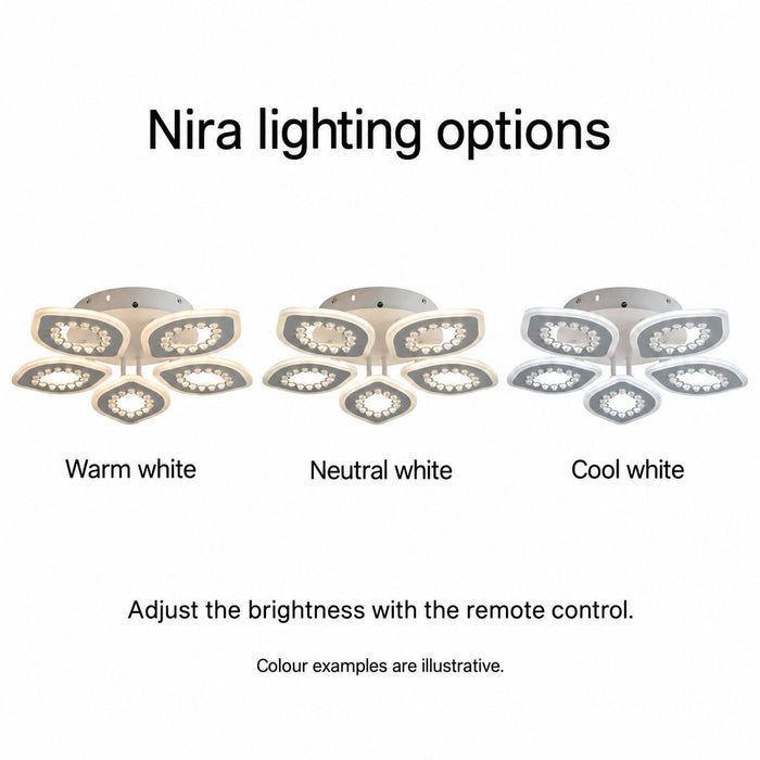 Nira light showing illustrative warm, neutral and cool white settings.