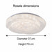 Rosela dimension diagram showing the fitting diameter and height