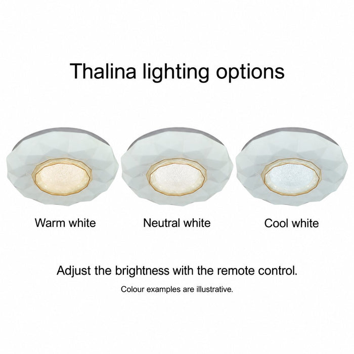 Thalina warm white, neutral white and cool white lighting examples with remote brightness control