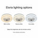 Eloria light showing illustrative warm, neutral and cool white settings.