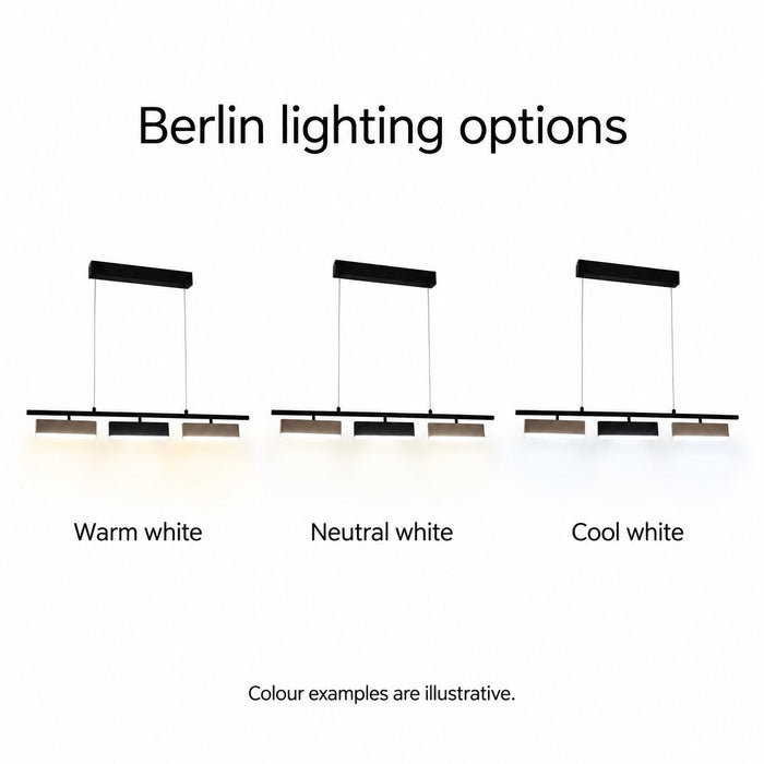 Berlin light showing illustrative warm, neutral and cool white settings.